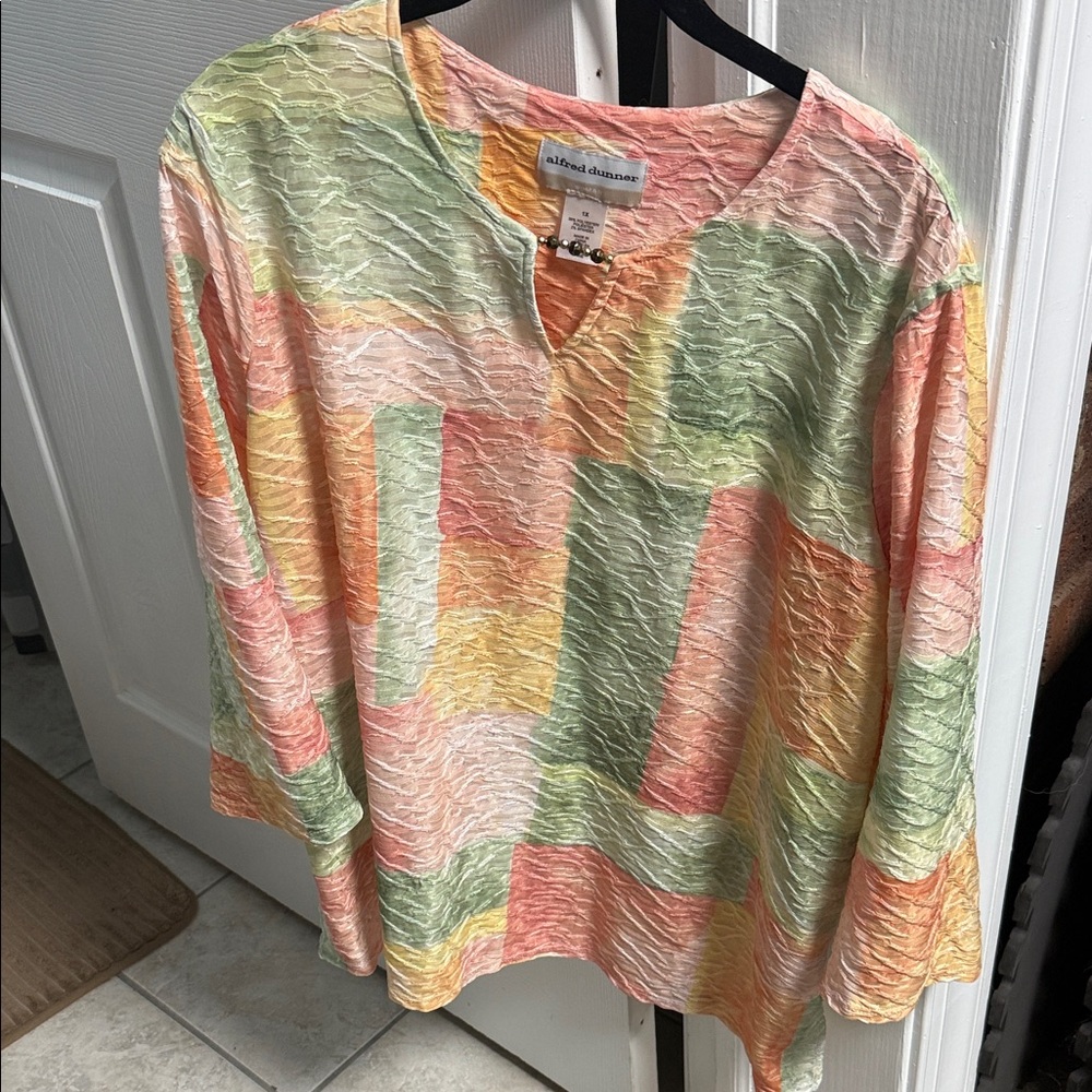 Alfred Dunner Colorful Textured Long Sleeve Top sz 1x